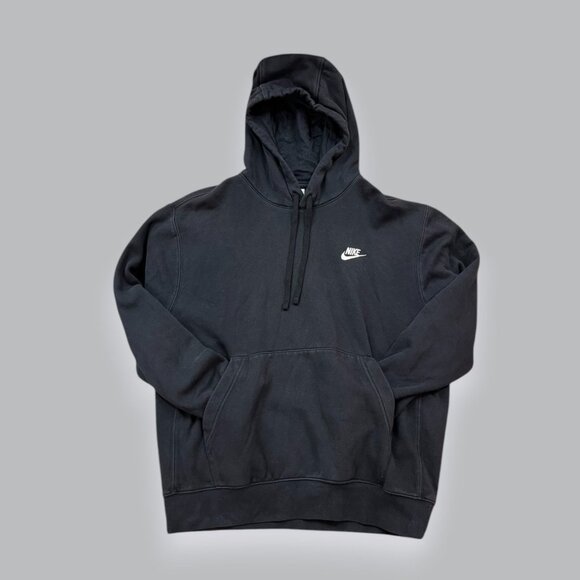 Nike Mens Black Pullover Hoodie Sweatshirt With Kangaroo Pocket Size L - Picture 1 of 5